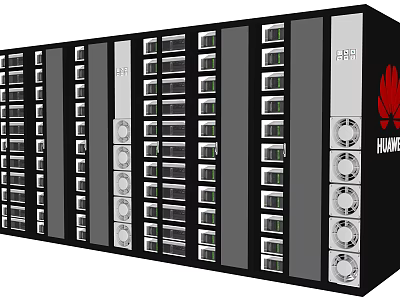 Huawei Data Center Server Rack With Multiple Server Units And Cooling Fans 3d model