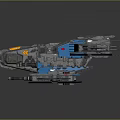 Futuristic Scifi Spacecraft Model with Blue Gray Intricate Structure for Cosmic Exploration Missions