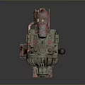 Rusted Old Industrial Mechanical Machine With Green Red Surface And Complex Structure 3d model