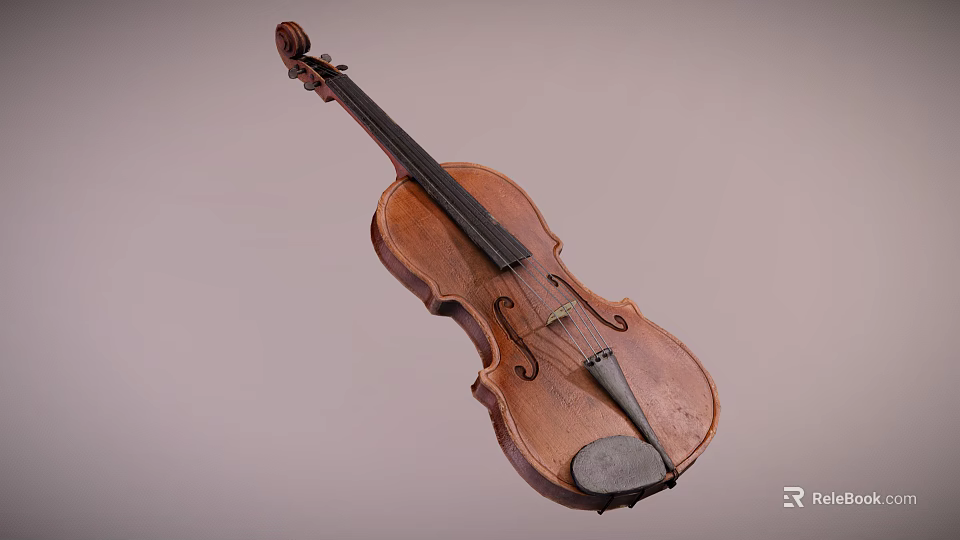 Vintage Wooden Violin Classic Musical Instrument With Rich Brown Finish And Fine Craftsmanship 3d model 