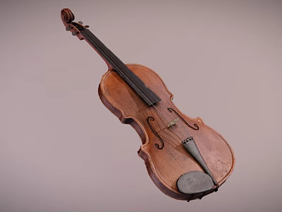 Vintage Wooden Violin Classic Musical Instrument With Rich Brown Finish And Fine Craftsmanship 3d model