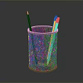 Black Mesh Pen Holder Organizing Green Pencil And Metal Pens For Office Stationery