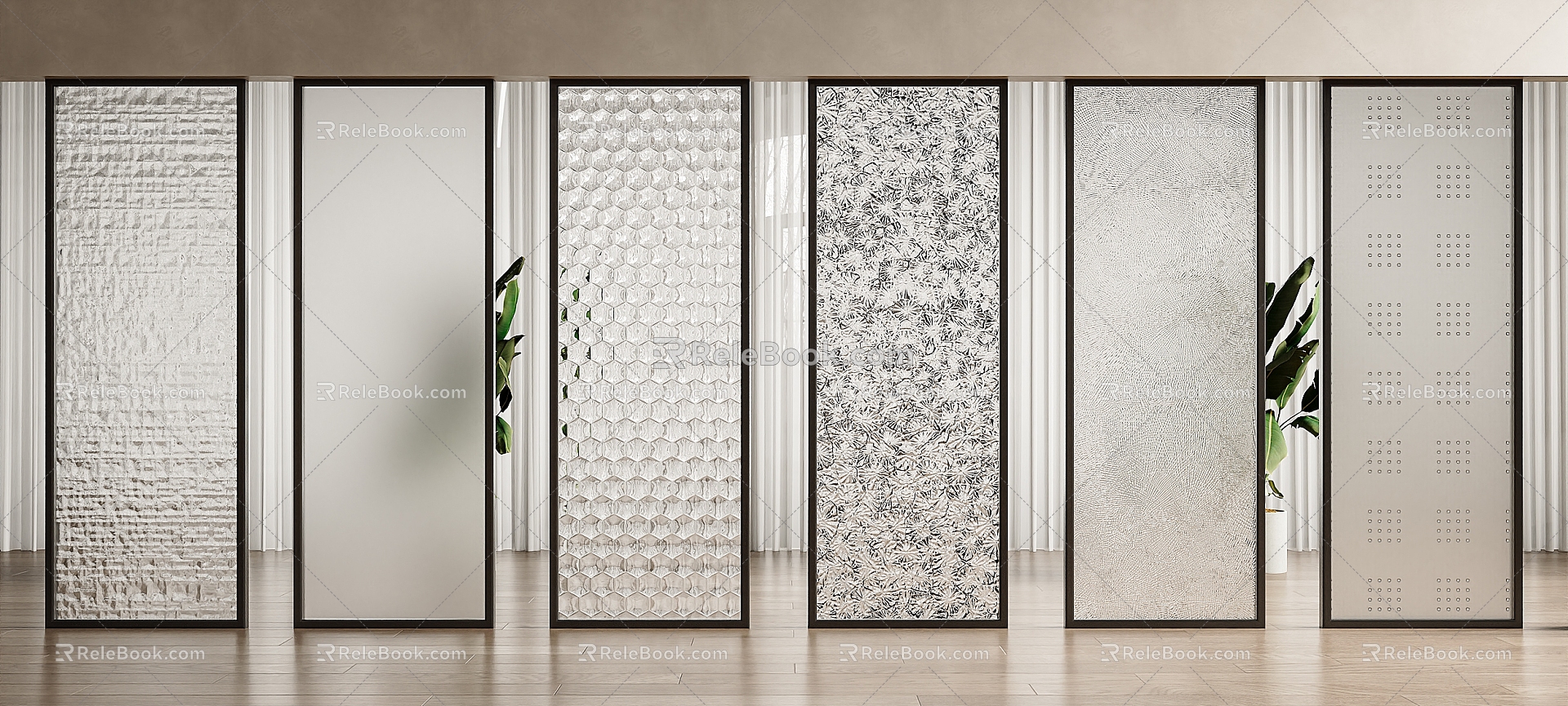 Modern Glass Screen Carved Glass Frosted Glass Partition Carved Glass Screen Frosted Glass Partition 3d model