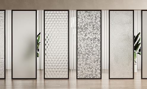 Modern Glass Screen Carved Glass Frosted Glass Partition Carved Glass Screen Frosted Glass Partition 3d model