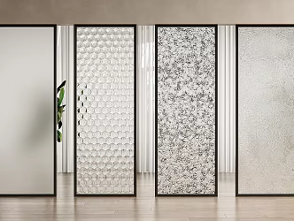 Modern Glass Screen Carved Glass Frosted Glass Partition Carved Glass Screen Frosted Glass Partition 3d model