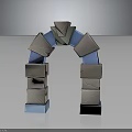 3D Geometric Arch Structure With Stacked Colorful Blocks And Cubes Design