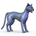 Blue Cat Sculpture 3D Model Figure With Glossy Finish And Standing Pose