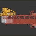 Red And Yellow Industrial Mechanical Structure 3D Model With Frame Components 3d model