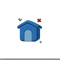 Minimalist Blue House Design With White Door Orange Cross And White Dots