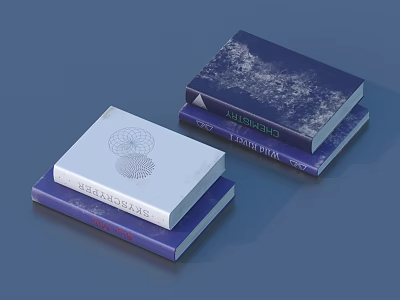 Stacked Books And Magazines With Different Color Covers And Notebook Designs On Blue Background 3d model