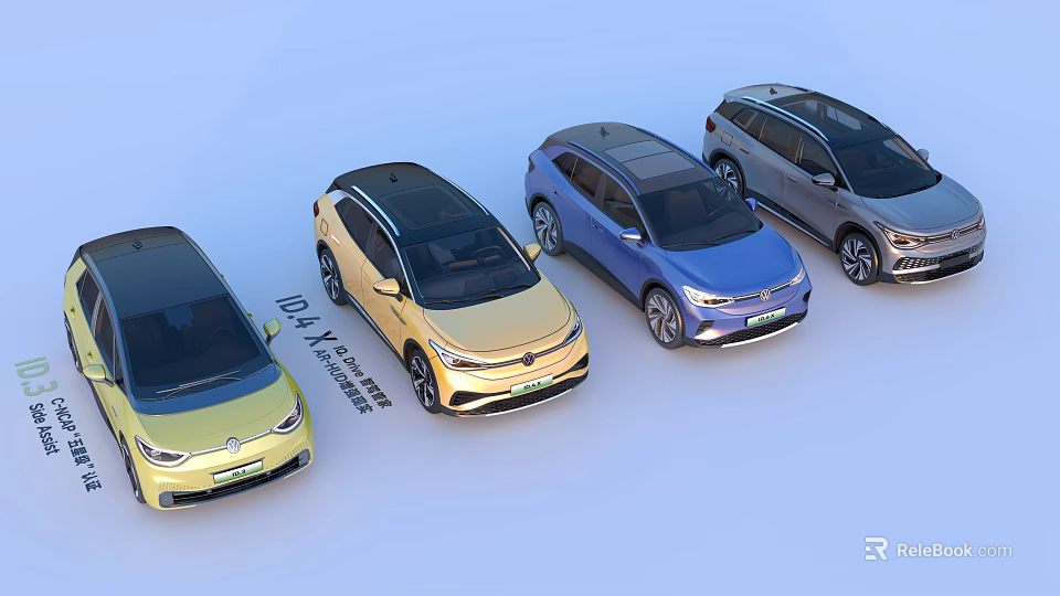 Various Colored Electric Cars Undergoing 100000 km Pure Electric Test 3d model 