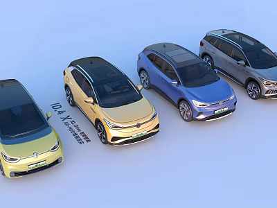 Various Colored Electric Cars Undergoing 100000 km Pure Electric Test 3d model