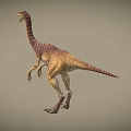 Standing Dinosaur With Long Neck And Tail Brown Yellow Detailed Texture Isolated On Gray Background