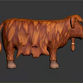 Fluffy Orange Cow Like Game Movie Character With Long Hair And Tassel