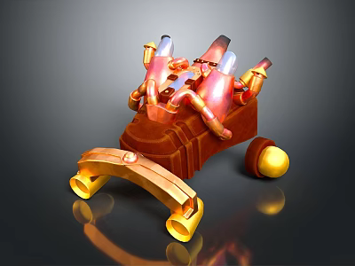 Mechanical Toy Figure With Red And Gold Accents And Glowing Elements 3d model
