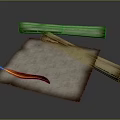 Ancient Paper Sheets With Rolled Scrolls And Feather Quill On Dark Background 3d model