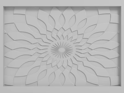 White Background Wall With Intricate 3D Radial Flower Relief Design 3d model