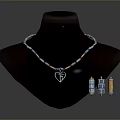 Stylish Necklace With Blue White Beads Silver Heart Pendant And Small Glass Bottles For Daily Life Essentials