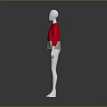 Silver Mannequin Wearing Red Top And Beige Bottom For Fashion
