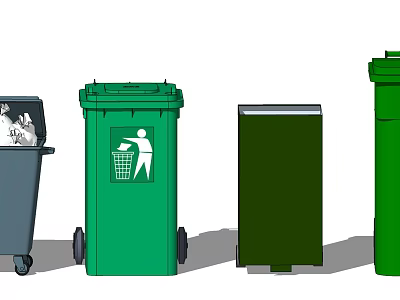 Public Facilities Featuring Green And Gray Trash Bins For Waste Separation 3d model