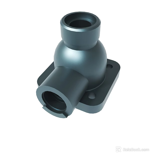 Industrial Metal Mechanical Fitting With Multi Port And Square Base Design 3d model 