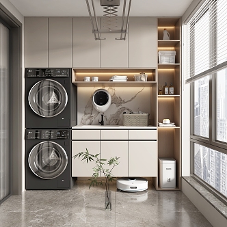 Home Furnishing balcony washing machine cabinet 3d model