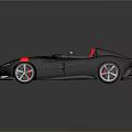 Stylish Black Convertible Car With Red Seats And Red Stripe Details