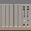 Modern White Wardrobe Design With Gold Handles Glass Doors And Clothes Storage Shelves