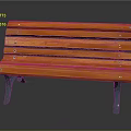 Stylish Red Wooden Bench With Metal Legs And Slat Design