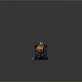Anthropomorphic Robot King With Golden Crown Purple Cape And Blue Sword