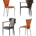 Modern Dining Chairs With Wooden Seats Metal Legs Armrest And Perforated Back Designs