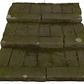 Old Brick Stairs With Moss Covered Surface And Weathered Texture 3d model