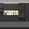 Modern Gray Kitchen With Glass Door Wine Cabinet And LED Lighting