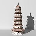 New Chinese Pagoda Ancient Architecture Buddha Pagoda 3d model