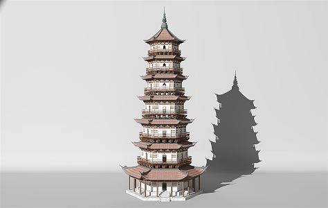 New Chinese Pagoda Ancient Architecture Buddha Pagoda 3d model