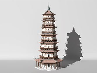 New Chinese Pagoda Ancient Architecture Buddha Pagoda 3d model