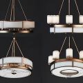 Modern Chandeliers With Metal Frame White Lampshades Round And Square Shapes