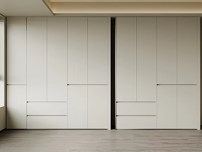 Modern White Built in Wardrobe With Sliding Doors And Minimalist Design 3d model