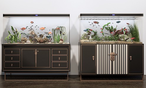 New Chinese Fish Tank Fish Tank Decorative Cabinet for Fish 3d model