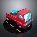 Children's Colorful Red Toy Truck With Blue Airplane In Back