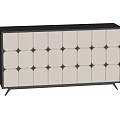 Modern TV Stand With Geometric White Panels Black Frame And Metal Legs