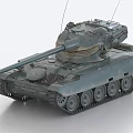 Detailed Military Green Battle Tank With Turret Cannon Tracks And Antennas