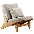 Modern Leisure Chair with Wooden Frame Linen Cushion and Decorative Accent Pillow