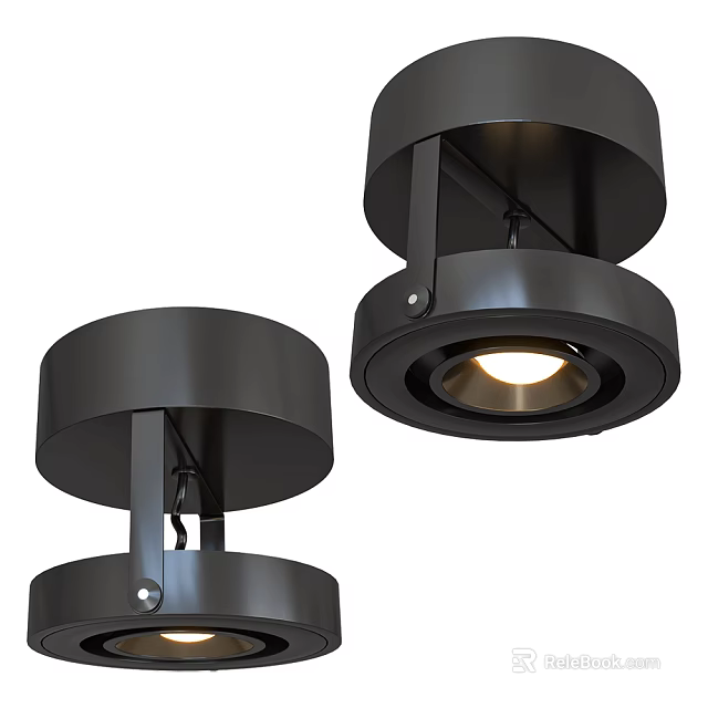 Black Metal Downlights And Spotlights With Modern Ceiling Mounted LED Design 3d model 