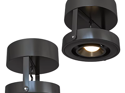 Black Metal Downlights And Spotlights With Modern Ceiling Mounted LED Design 3d model