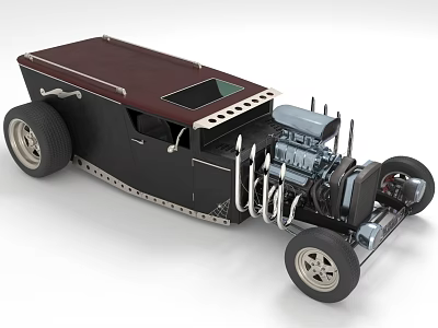 Vintage Modified Car With Exposed Engine And Unique Design 3d model