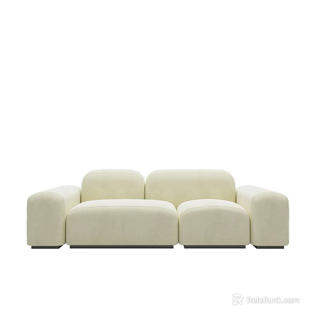Modern Beige Sectional Sofa With Modular Seats And Comfortable Living Room Style 3d model