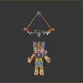 Man In Orange And Purple Armor With Headgear Weapon Structure Character Design