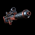 Futuristic Sci Fi Weapon With Copper And Black Metal Components And Circular Holes
