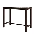 Sturdy Dark Brown Solid Wood Outdoor Bar Table With Slatted Top For Backyard Patio Use